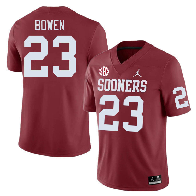 Men #23 Eli Bowen Oklahoma Sooners 2024 SEC Conference College Football Jerseys-Crimson